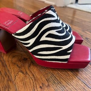 Women's Red Caviar Genuine Calf Hair Slide Sandal